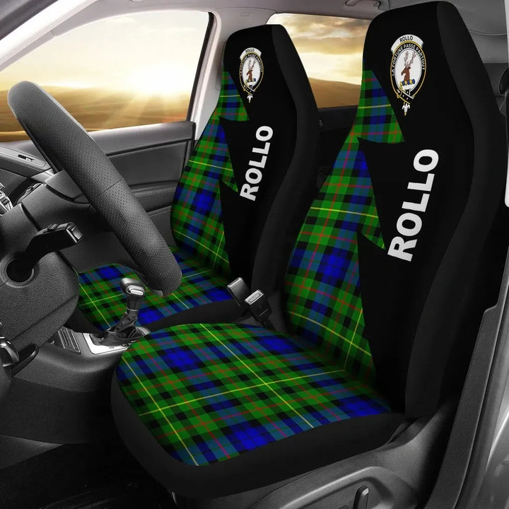 Scottish Rollo Clan Crest Tartan Car Seat Covers - Flash Style 1