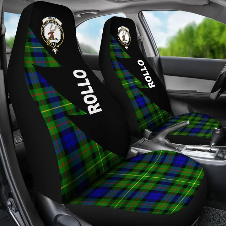 Scottish Rollo Clan Crest Tartan Car Seat Covers - Flash Style 3