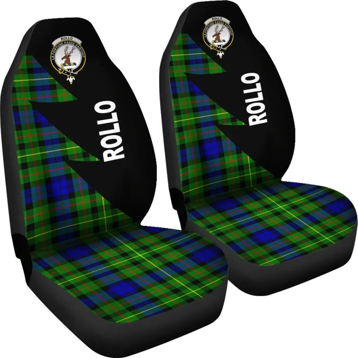 Scottish Rollo Clan Crest Tartan Car Seat Covers - Flash Style 4