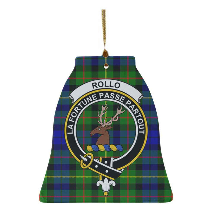 Scottish Rollo Clan Crest Tartan Ceramic Ornament Bell Shape Tartan Plaid