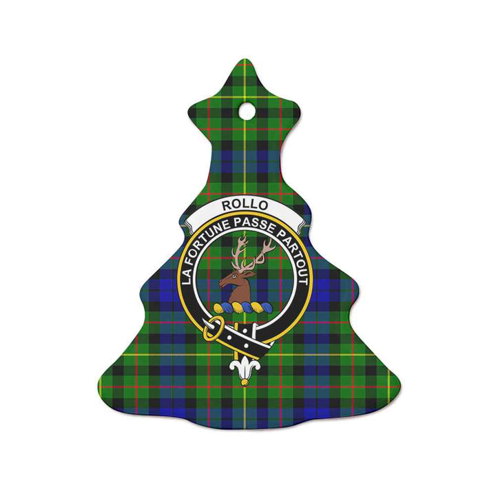 Scottish Rollo Clan Crest Tartan Ceramic Ornament Tree Shape Tartan Plaid