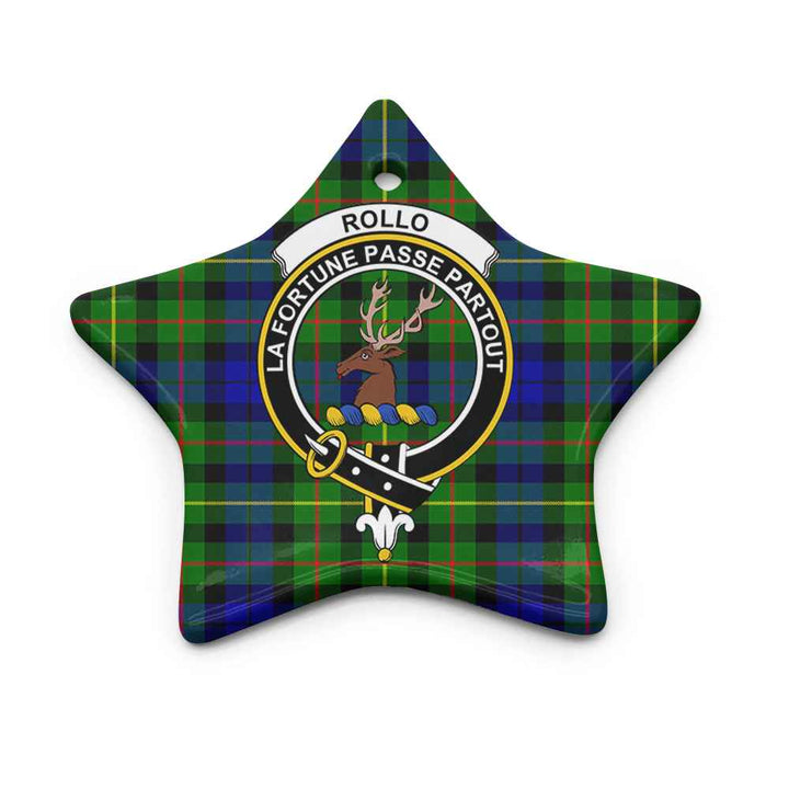 Scottish Rollo Clan Crest Tartan Ceramic Ornament Star Shape Tartan Plaid