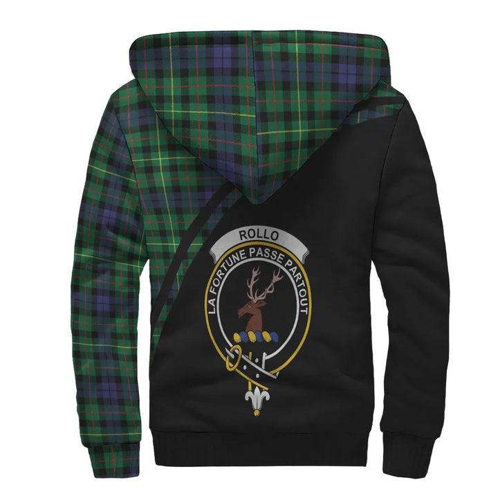Scottish Rollo Clan Crest Tartan Curve Sherpa Hoodie