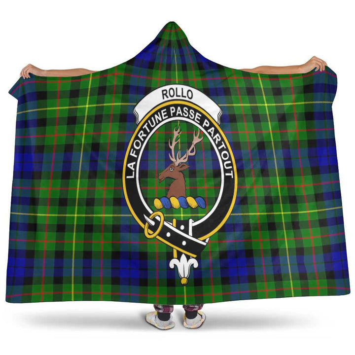 Scottish Rollo Clan Crest Tartan Hooded Blanket Tartan Plaid 1