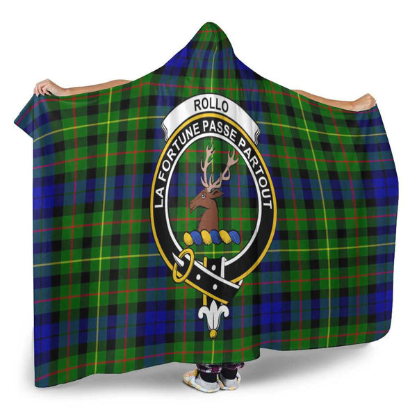 Scottish Rollo Clan Crest Tartan Hooded Blanket Tartan Plaid 2