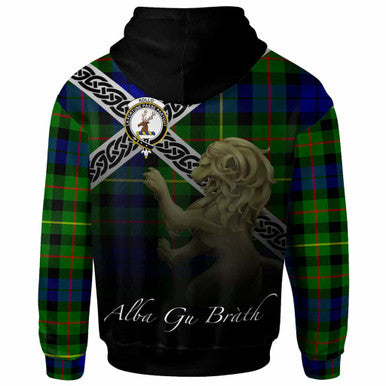 Scottish Rollo Clan Crest Tartan Hoodie - Scotland Lion Back Side Tartan Plaid