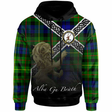 Scottish Rollo Clan Crest Tartan Hoodie - Scotland Lion Front Side Tartan Plaid
