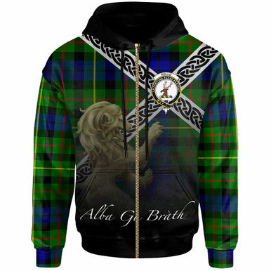 Scottish Rollo Clan Crest Tartan Hoodie - Scotland Lion Zip-up Tartan Plaid