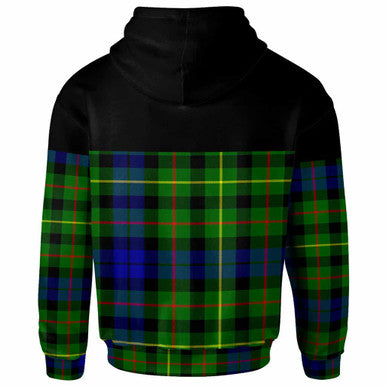 Scottish Rollo Clan Crest Tartan Hoodie - Horizontal Style Back Side Tartan Plaid