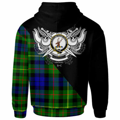 Scottish Rollo Clan Crest Tartan Hoodie - Military Logo Back Side Tartan Plaid