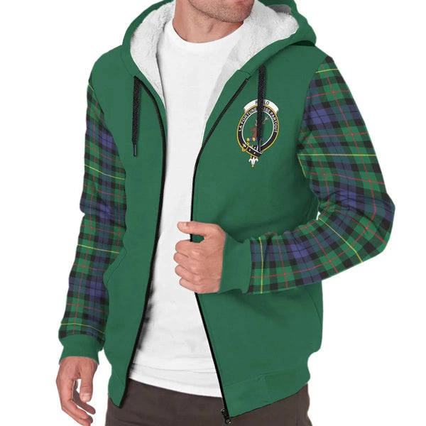 Scottish Rollo Clan Crest Tartan Plaid Sleeve Sherpa Hoodie