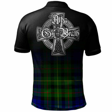 Scottish Rollo Clan Crest Tartan Polo Shirt - Alba Gu Brath Family Crest Celtic Inspired Back Side Tartan Plaid