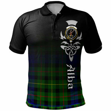 Scottish Rollo Clan Crest Tartan Polo Shirt - Alba Gu Brath Family Crest Celtic Inspired Front Side Tartan Plaid