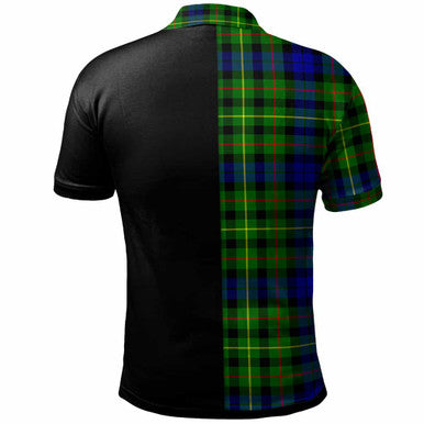 Scottish Rollo Clan Crest Tartan Polo Shirt - Half in Me Back Side Tartan Plaid