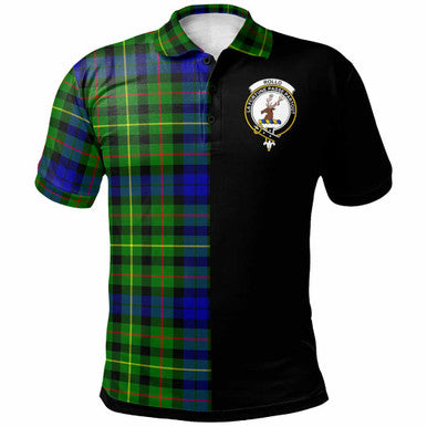 Scottish Rollo Clan Crest Tartan Polo Shirt - Half in Me Front Side Tartan Plaid