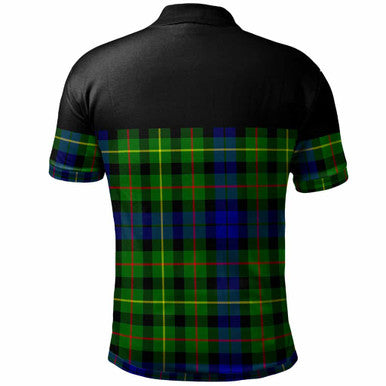 Scottish Rollo Clan Crest Tartan Polo Shirt - Horizontal Style Back Side Tartan Plaid