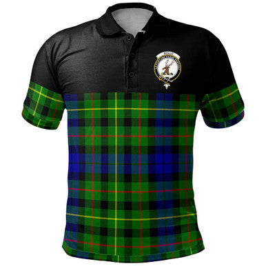 Scottish Rollo Clan Crest Tartan Polo Shirt - Horizontal Style Front Side Tartan Plaid