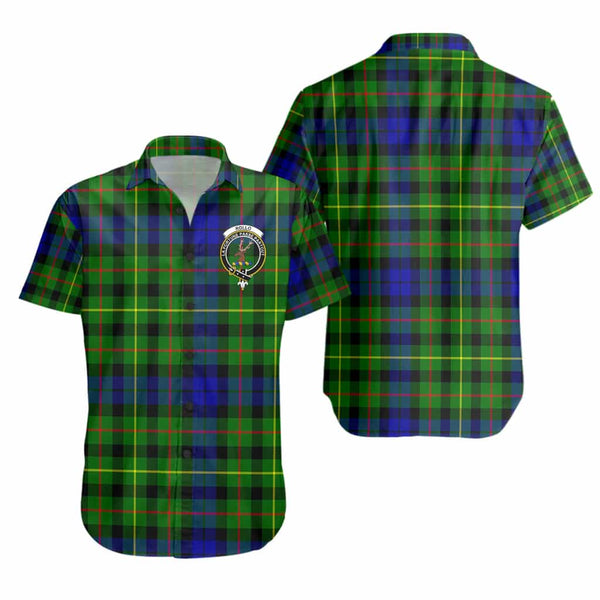 Scottish Rollo Clan Crest Tartan Short Sleeve Shirt Tartan Plaid