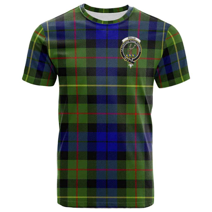 Scottish Rollo Clan Crest Tartan T-Shirt Front Side Tartan Plaid