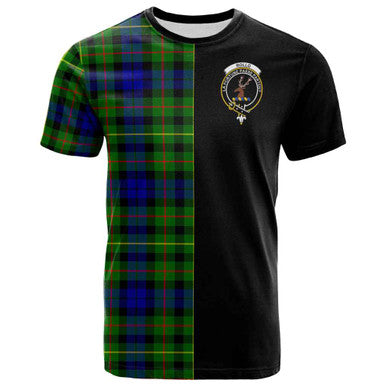 Scottish Rollo Clan Crest Tartan T-Shirt Half in Me Front Side Tartan Plaid