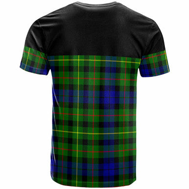 Scottish Rollo Clan Crest Tartan T-Shirt - Horizontal Style Back Side Tartan Plaid