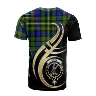 Scottish Rollo Modern Clan Crest Tartan T-Shirt Believe in Me Back Side Tartan Plaid