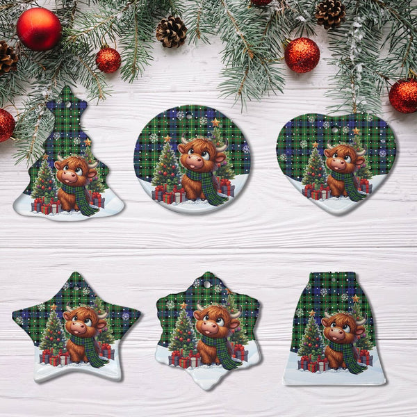 Scottish Rollo Modern Clan Tartan Ceramic Ornament Cute Highland Cow Christmas All Style Tartan Plaid