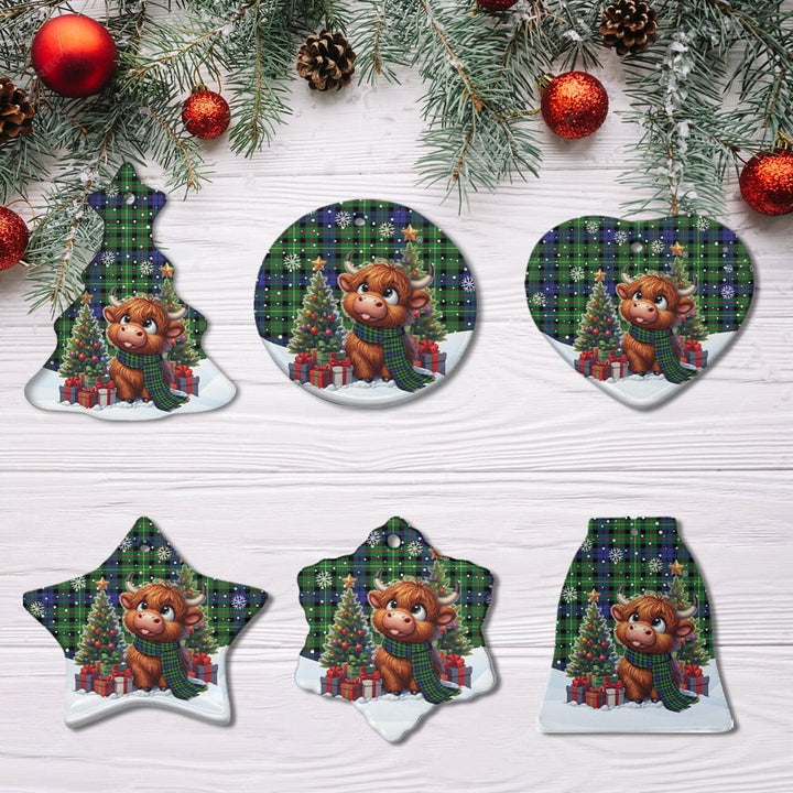 Scottish Rollo Modern Clan Tartan Ceramic Ornament Cute Highland Cow Christmas All Style Tartan Plaid