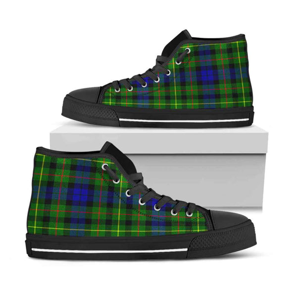 Scottish Rollo Modern Clan Tartan High Top Shoes Black Sole Tartan Plaid