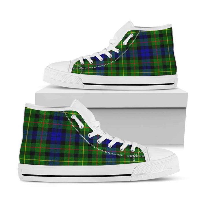 Scottish Rollo Modern Clan Tartan High Top Shoes White Sole Tartan Plaid