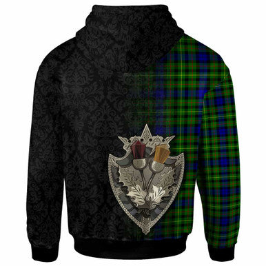 Scottish Rollo Modern Clan Tartan Hoodie - Half Thistle Flowers Celtic Design Back Side Tartan Plaid