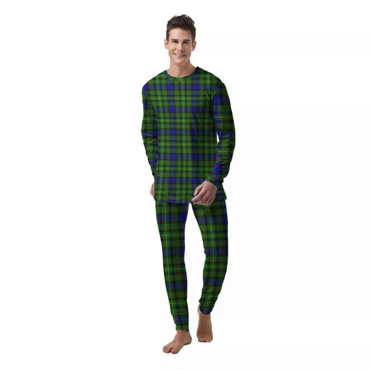 Scottish Rollo Modern Clan Tartan Pajama Set  Men Front Side Tartan Plaid