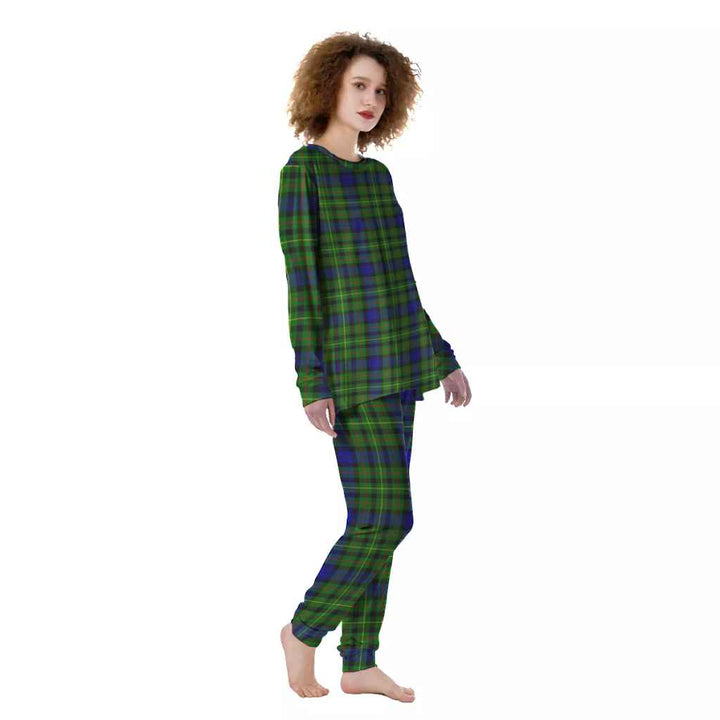 Scottish Rollo Modern Clan Tartan Pajama Set Women Front Side Tartan Plaid