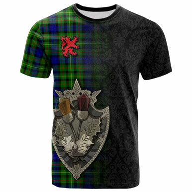 Scottish Rollo Modern Clan Tartan T-Shirt - Half Thistle Flowers Celtic Design Front Side Tartan Plaid