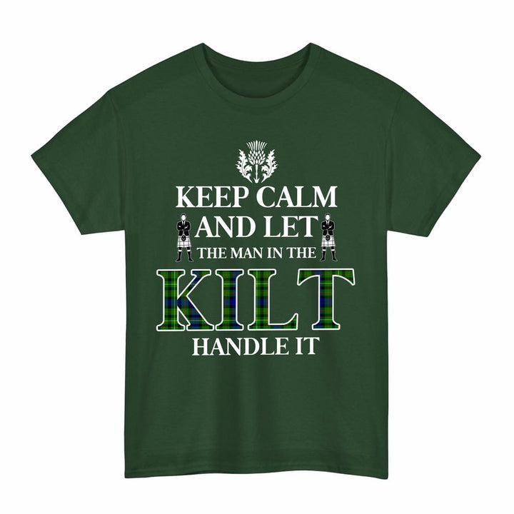 Scottish Rollo Modern Clan Tartan T-Shirt - Keep Calm Tartan Plaid Forest Green Color