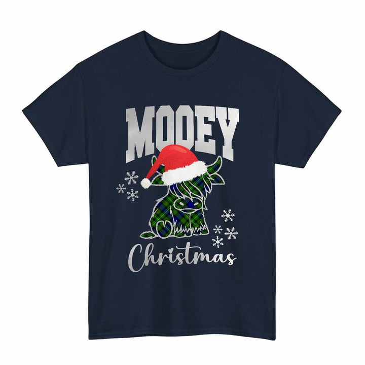 Scottish Rollo Modern Clan Tartan T-Shirt - Mooey Christmas Tartan Plaid Navy Color