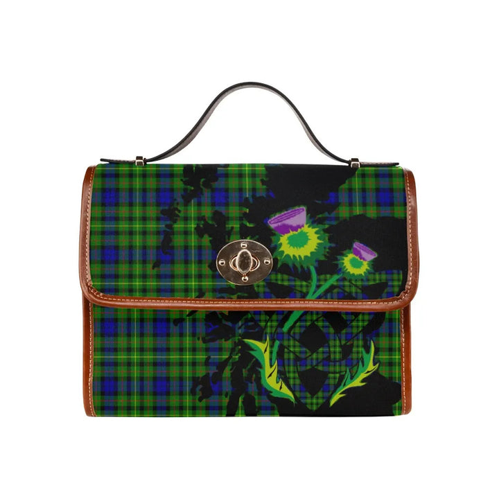 Scottish Rollo Modern Clan Tartan Waterproof Canvas Bag With Thistle Tartan Plaid 1