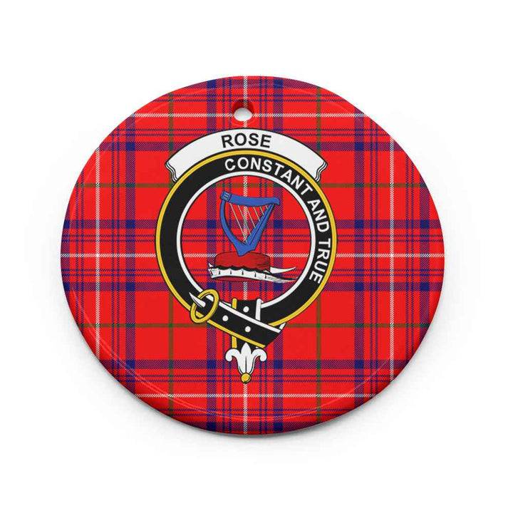 Scottish Rose Clan Crest Tartan Ceramic Ornament Circle Shape Tartan Plaid