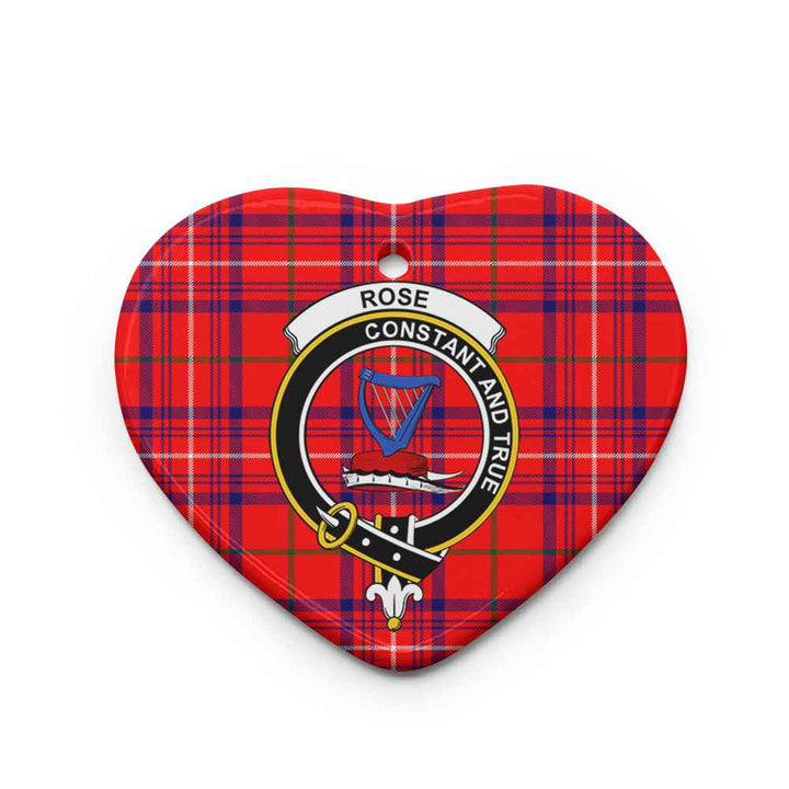 Scottish Rose Clan Crest Tartan Ceramic Ornament Heart Shape Tartan Plaid