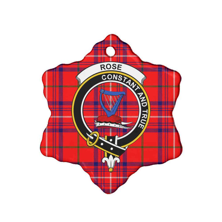 Scottish Rose Clan Crest Tartan Ceramic Ornament Snow Flake Shape Tartan Plaid