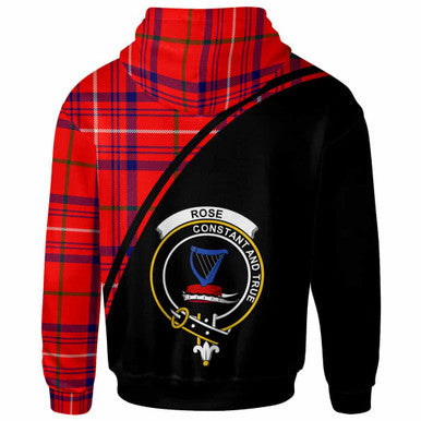 Scottish Rose Clan Crest Tartan Curve Hoodie Back Side Tartan Plaid