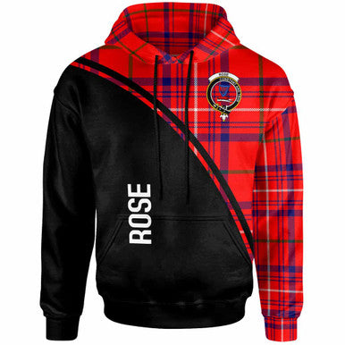 Scottish Rose Clan Crest Tartan Curve Hoodie Front Side Tartan Plaid