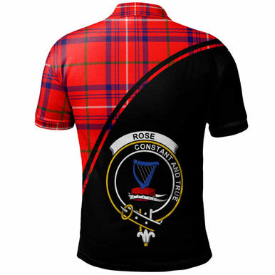 Scottish Rose Clan Crest Tartan Curve Polo Shirt Back Side Tartan Plaid