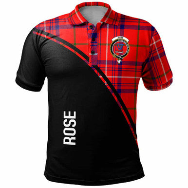 Scottish Rose Clan Crest Tartan Curve Polo Shirt Front Side Tartan Plaid