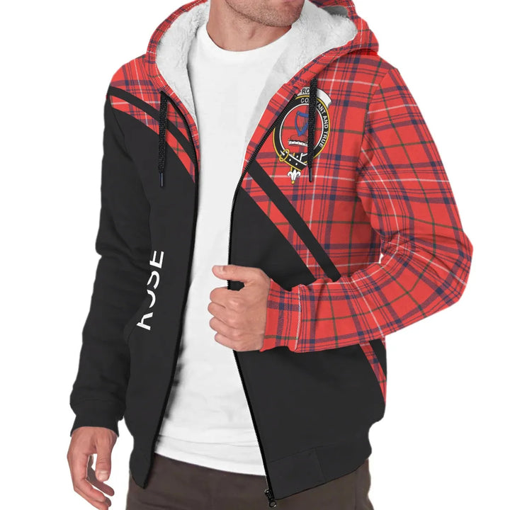 Scottish Rose Clan Crest Tartan Curve Sherpa Hoodie