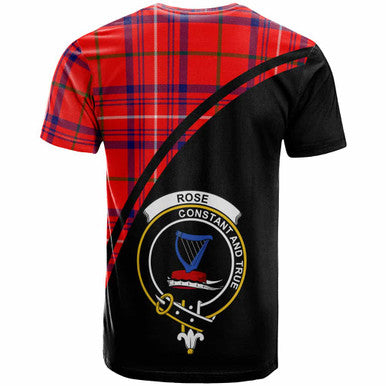 Scottish Rose Clan Crest Tartan Curve T-Shirt Back Side Tartan Plaid