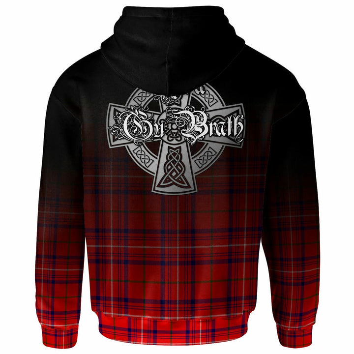 Scottish Rose Clan Crest Tartan Hoodie - Alba Gu Brath Family Crest Celtic Inspired Back Side Tartan Plaid