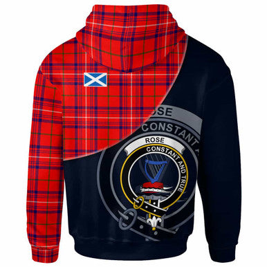 Scottish Rose Clan Crest Tartan Hoodie - Bend Style Back Side Tartan Plaid
