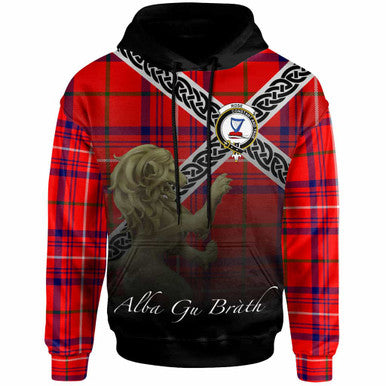 Scottish Rose Clan Crest Tartan Hoodie - Scotland Lion Front Side Tartan Plaid
