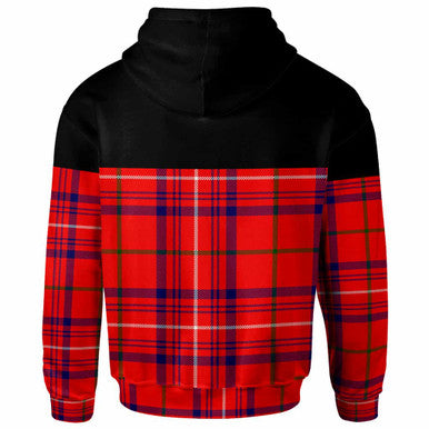 Scottish Rose Clan Crest Tartan Hoodie - Horizontal Style Back Side Tartan Plaid